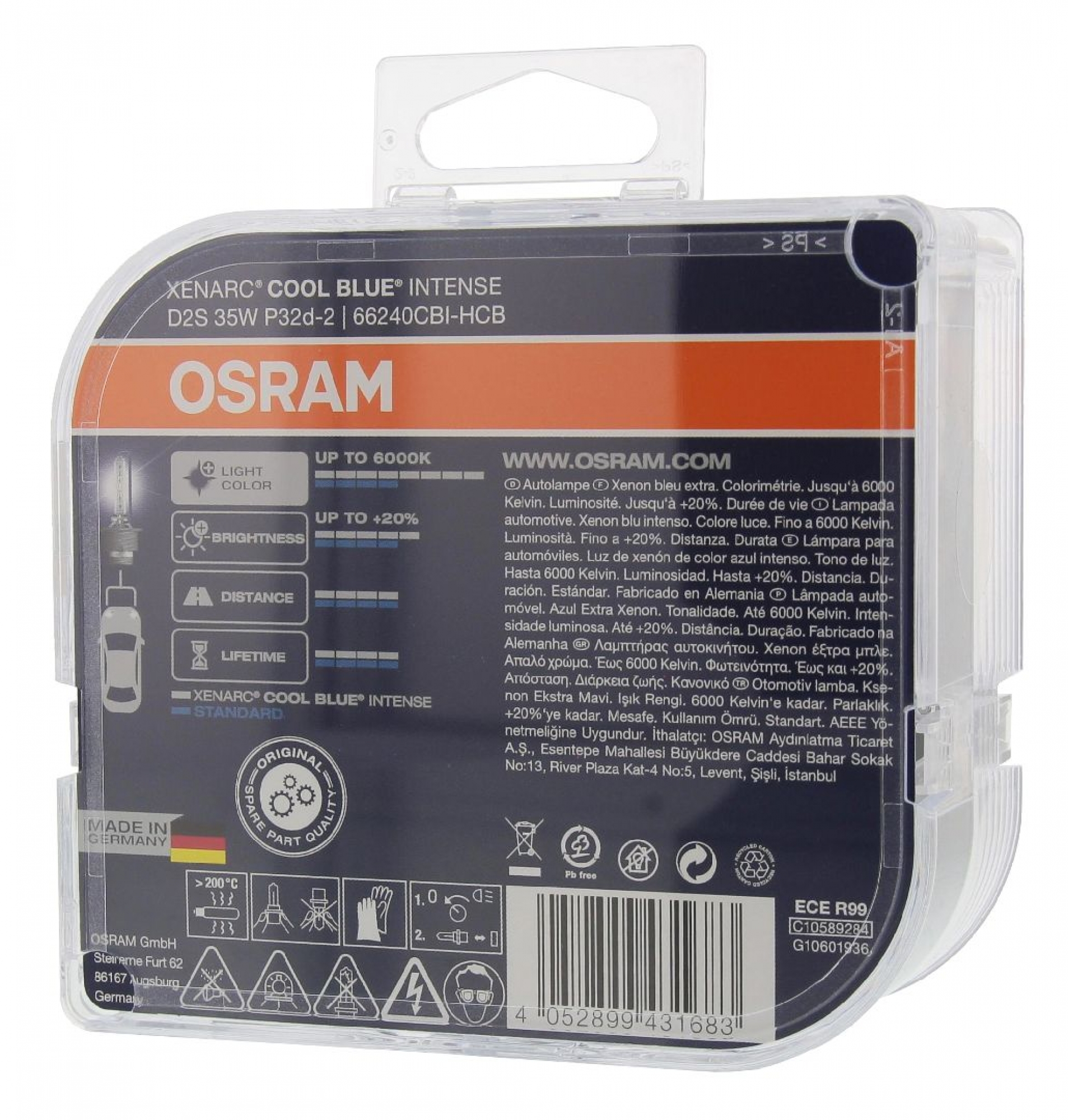 OSRAM XENARC COOL BLUE INTENSE (66240CBI-HCB), D2S, Glühlampe, Fernscheinwerfer