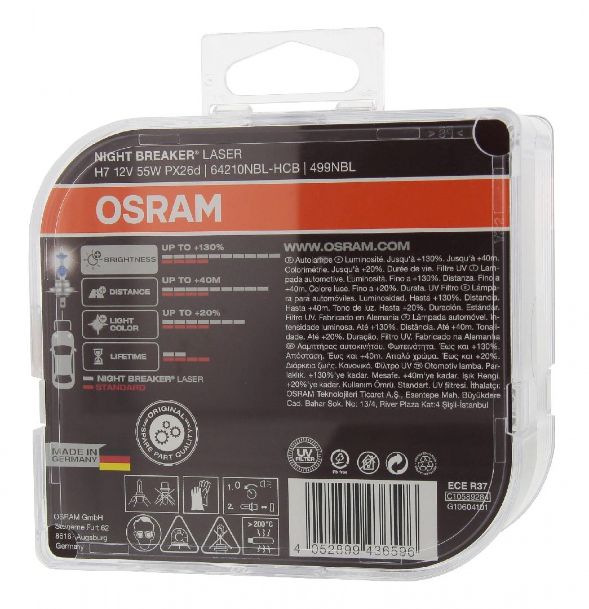 OSRAM NIGHT BREAKER® LASER (64210NBL-HCB), H7, Glühlampe, Fernscheinwerfer