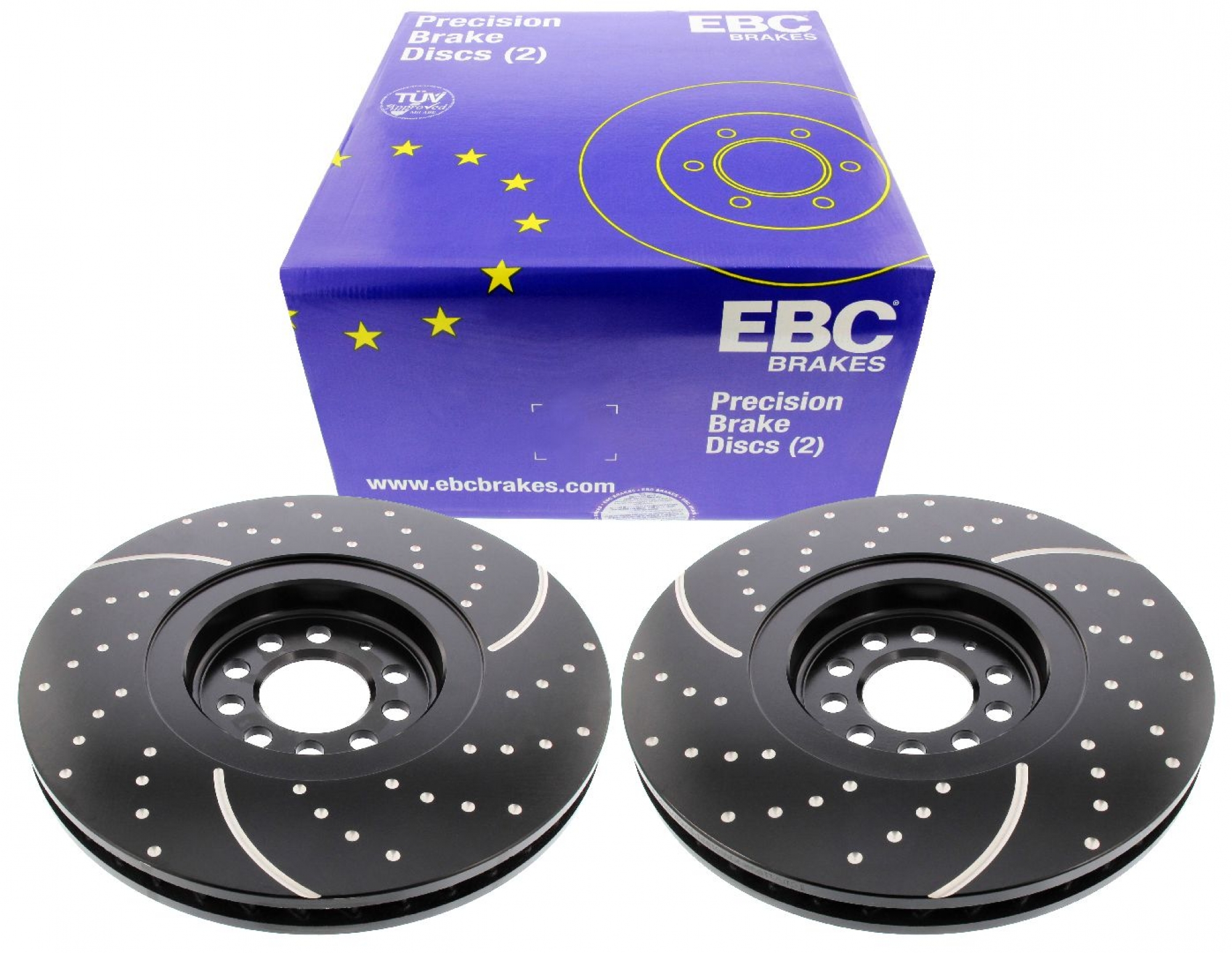 EBC-Bremsscheiben, Turbo Groove Disc Black (2-teilig), VA, VW Golf 4 R32, Ø 334 mm