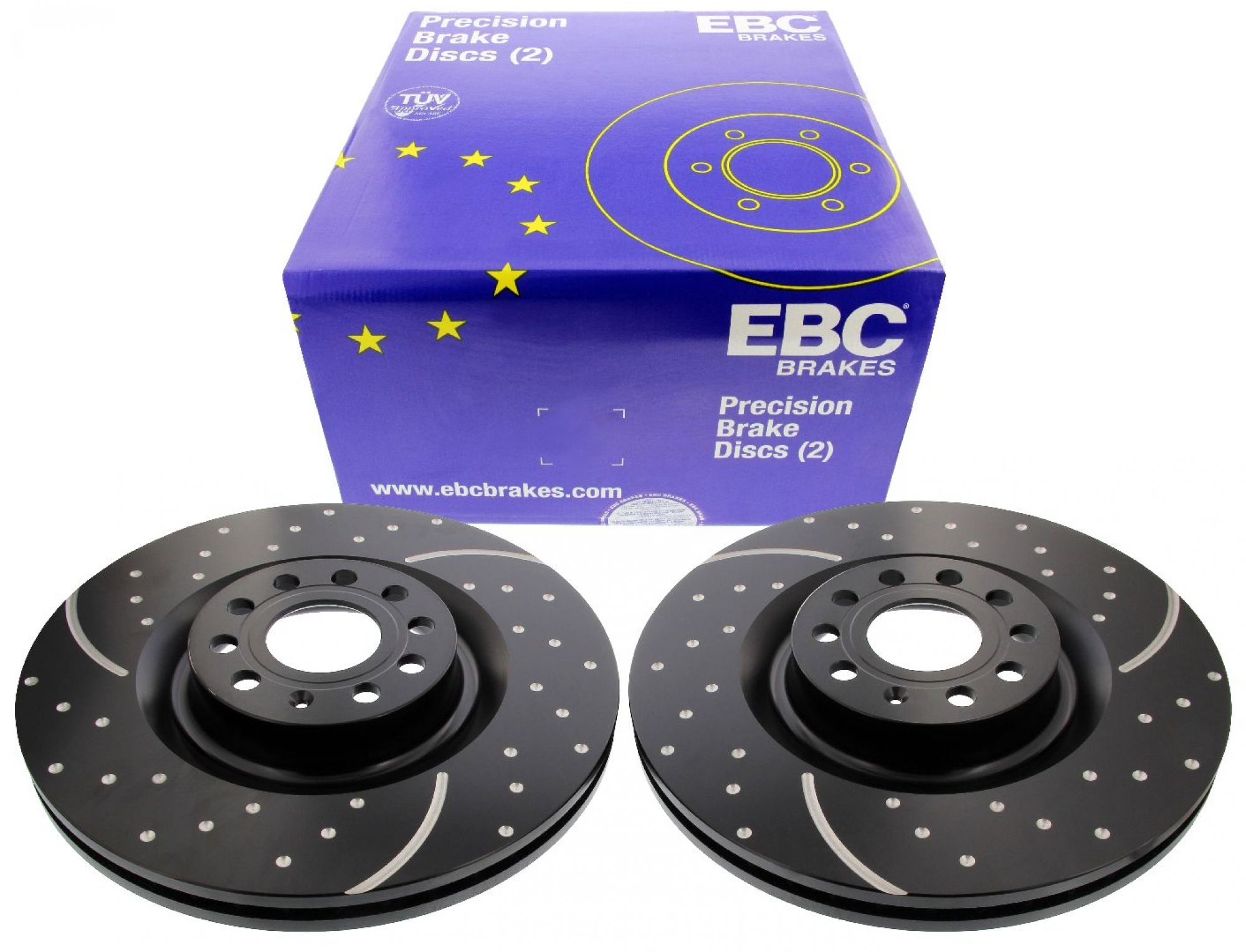 EBC-Bremsscheiben, Turbo Groove Disc Black (2-teilig), VA, Audi, Seat, Skoda, VW