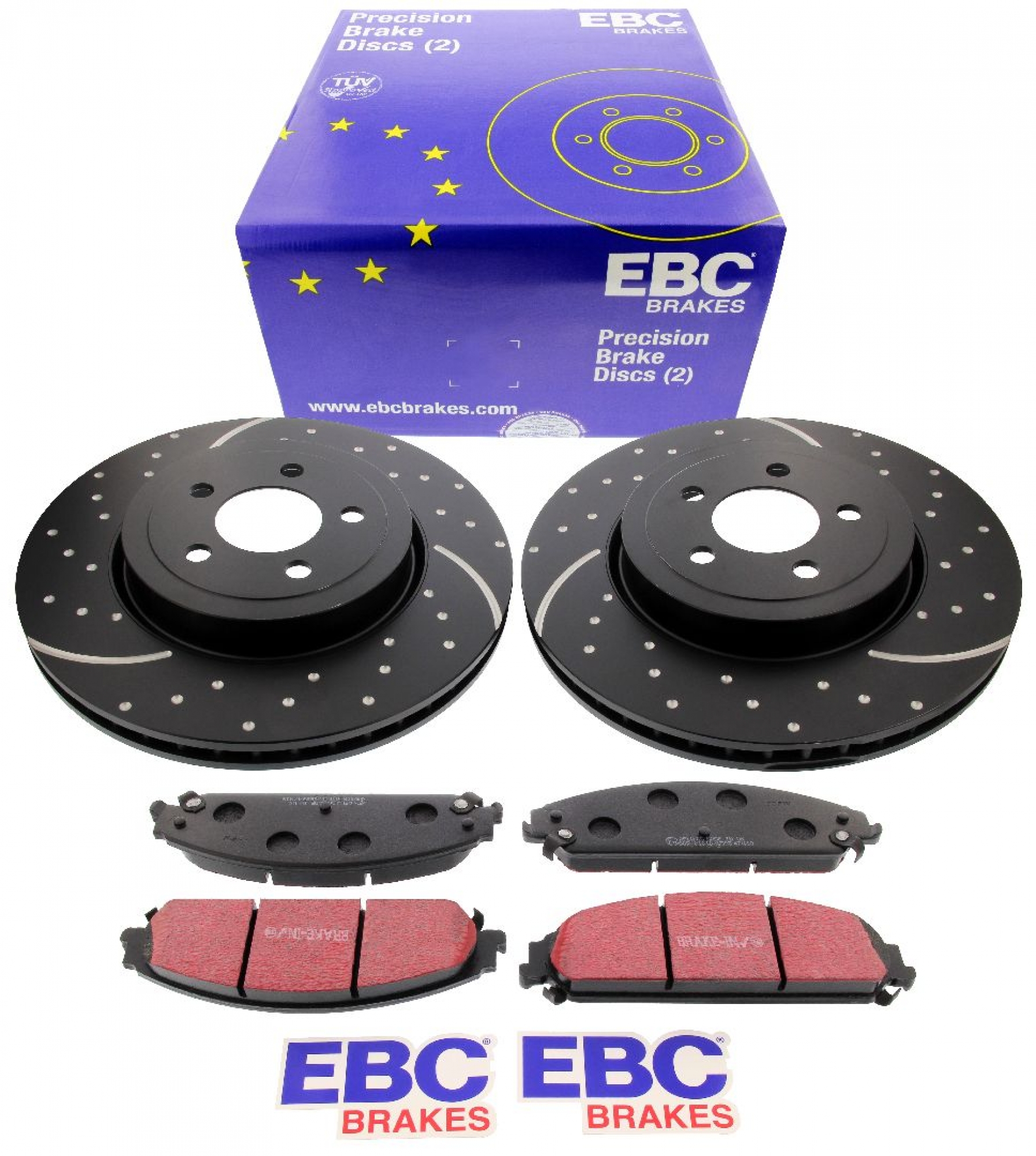 EBC-Bremsensatz, Turbo Groove Disc Black + Bremsbeläge, Blackstuff, Achssatz, VA, Chrysler 300C, Lancia Thema