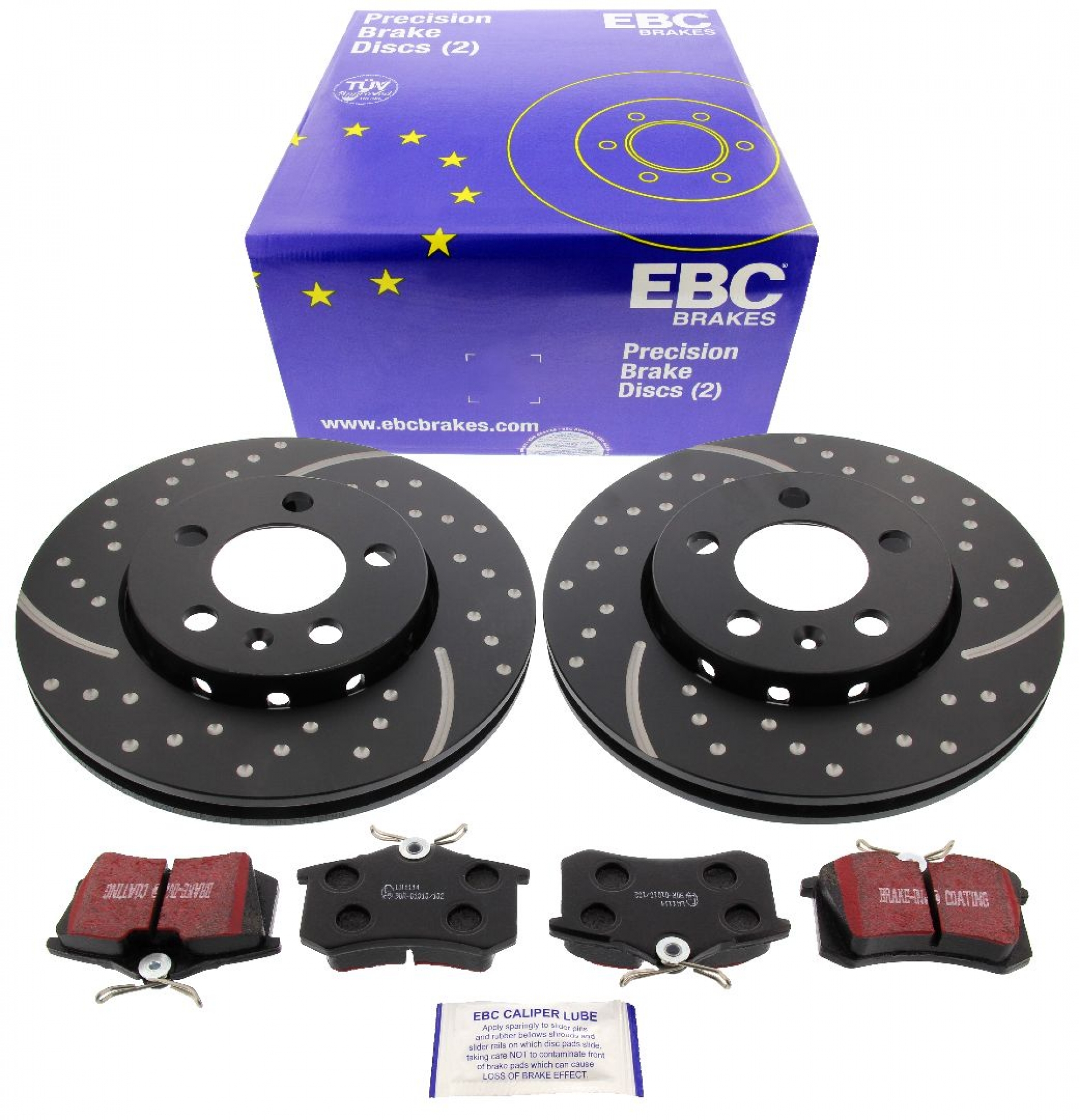EBC-Bremsscheiben, Turbo Groove Disc Black (2-teilig), HA, VW Golf 4, Ø 256 mm