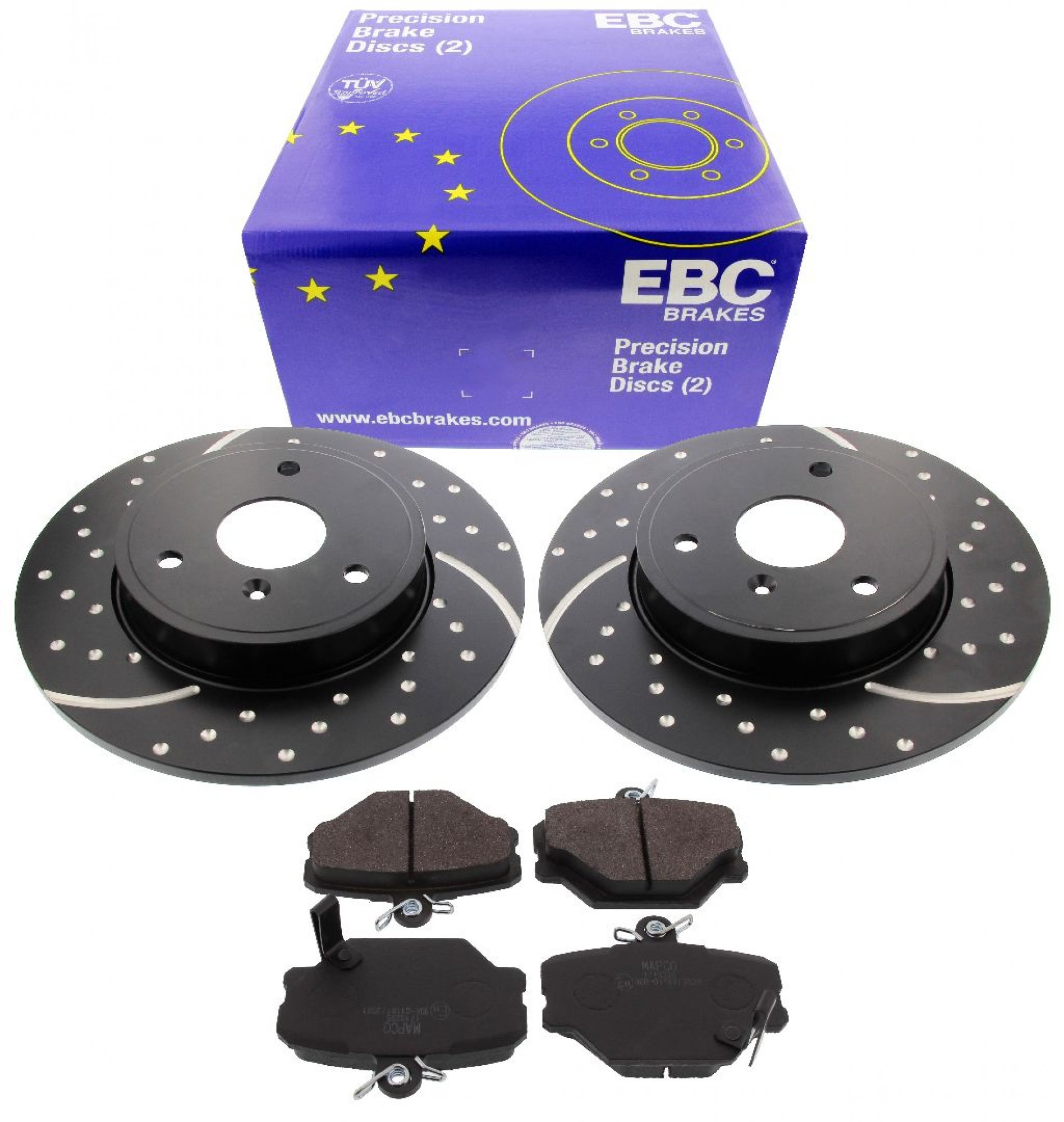 EBC-Bremsensatz, Turbo Groove Disc Black + Bremsbeläge, Blackstuff, Achssatz, VA, Smart