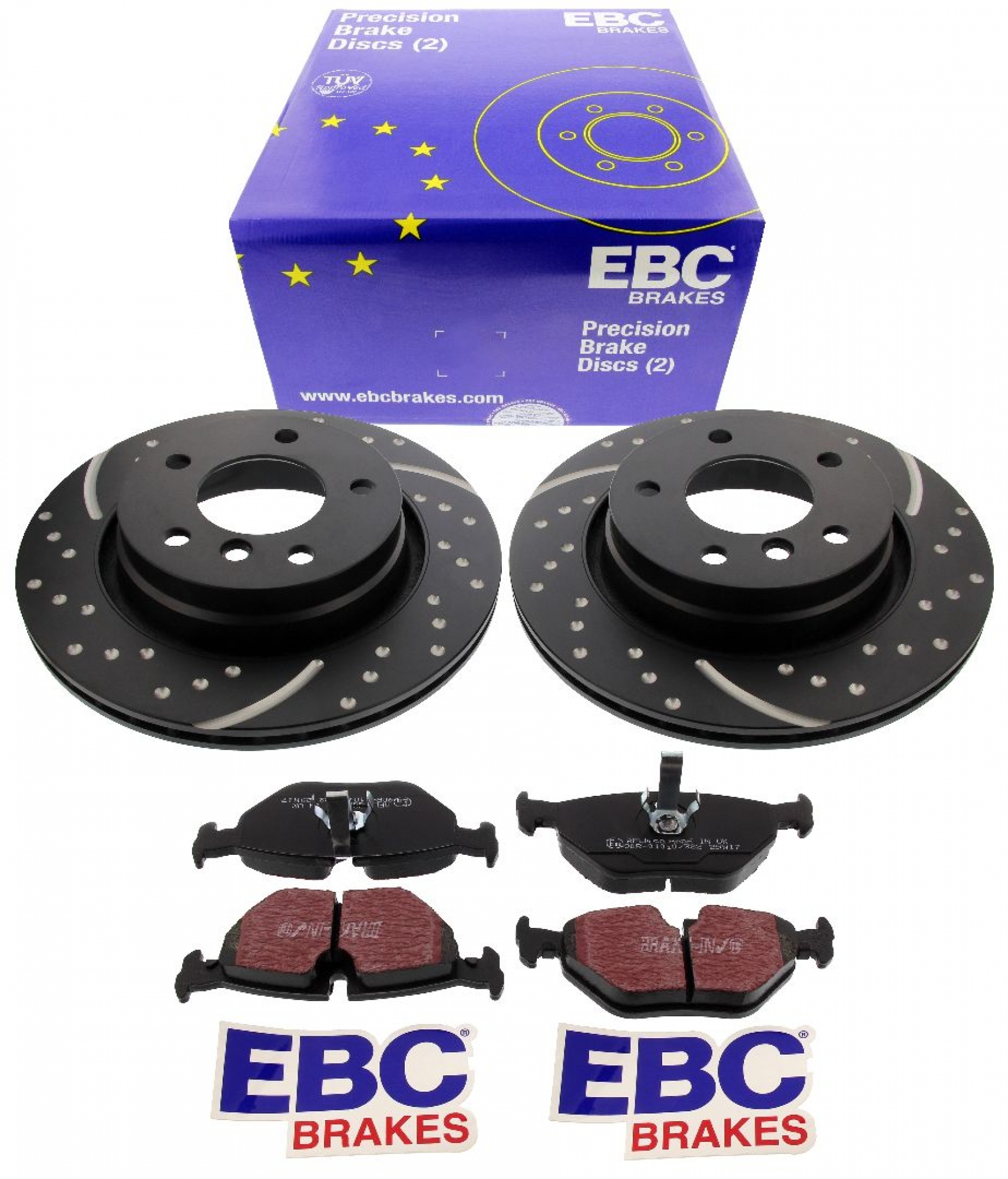 EBC-Bremsensatz, Turbo Groove Disc Black + Bremsbeläge, Blackstuff, Achssatz, HA, BMW 3