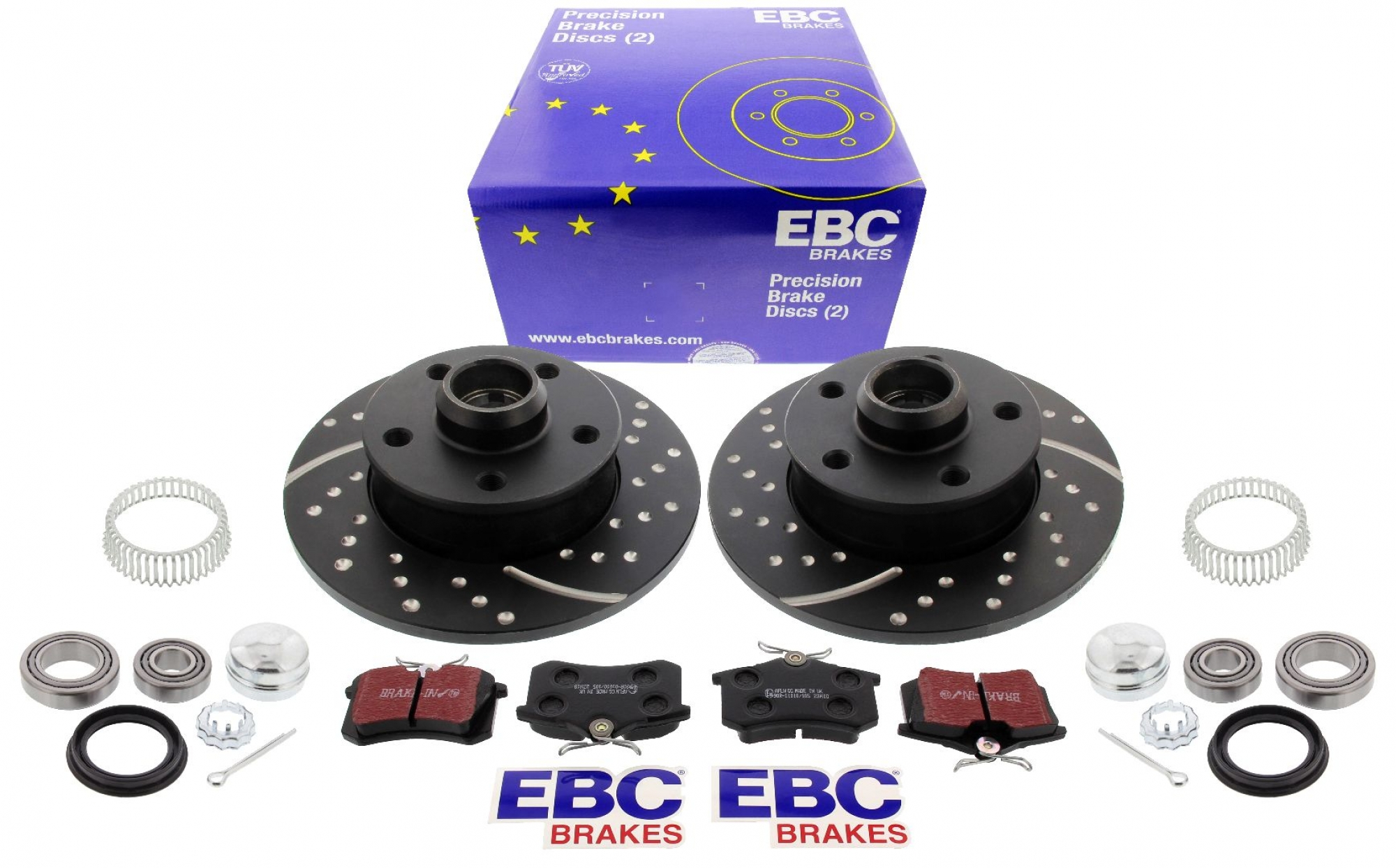 EBC-Bremsensatz, Turbo Groove Disc Black + Bremsbeläge, Blackstuff, Achssatz, HA, Seat, VW