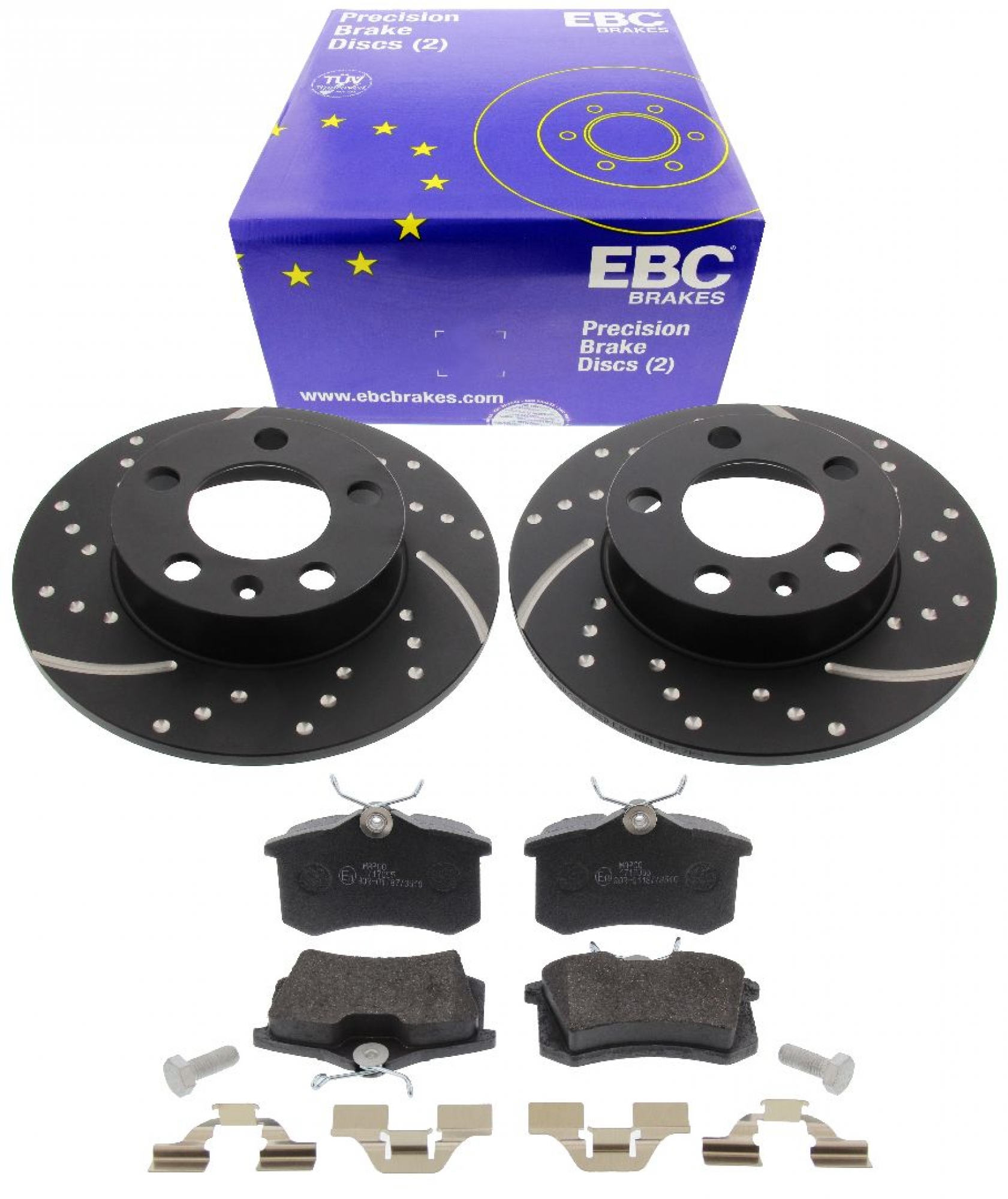 EBC-Bremsensatz, Turbo Groove Disc Black + Bremsbeläge, Blackstuff, Achssatz, HA, Audi A4