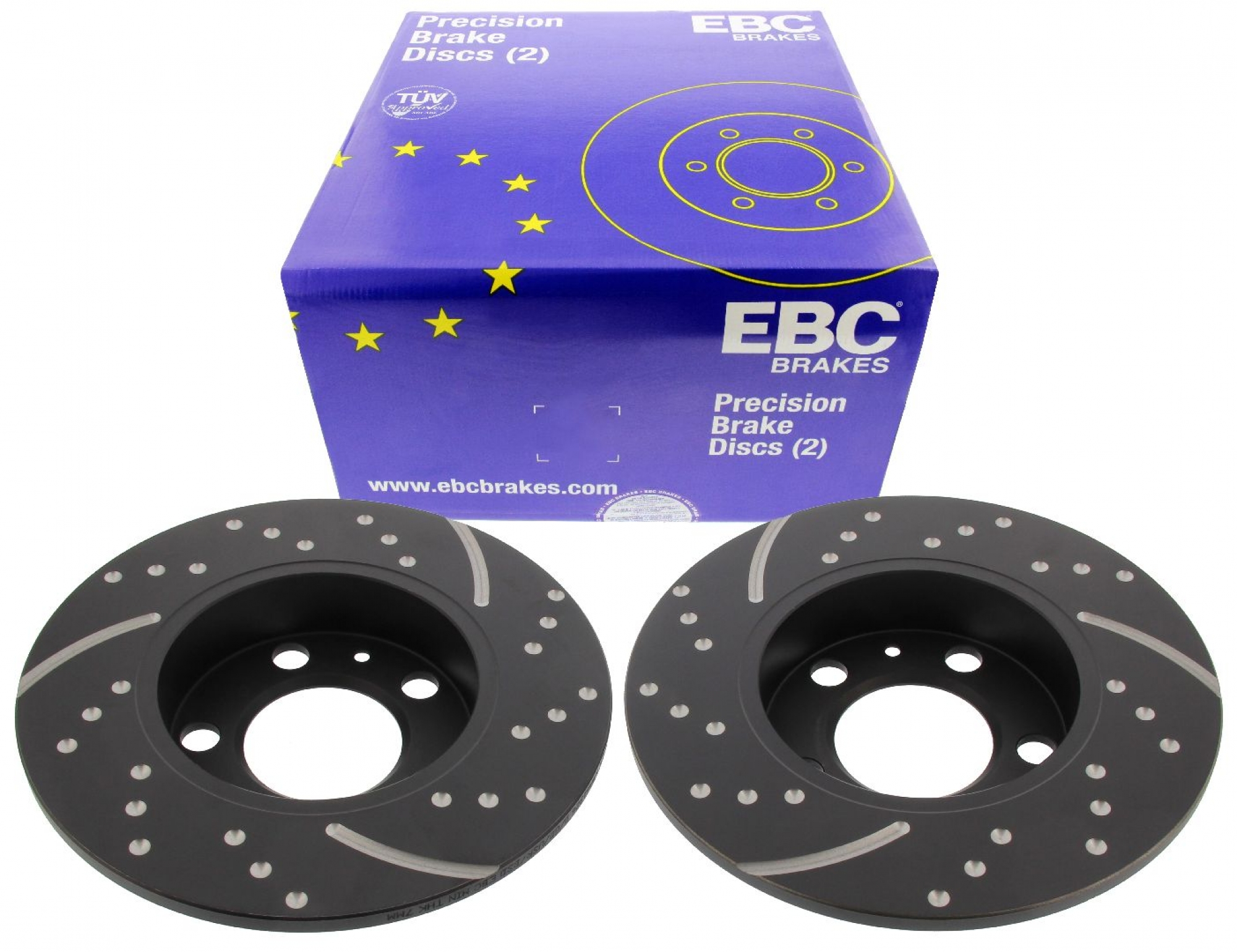 EBC-Bremsscheiben, Turbo Groove Disc Black (2-teilig), HA, VW Golf 4, Audi A3, Ø 230 mm