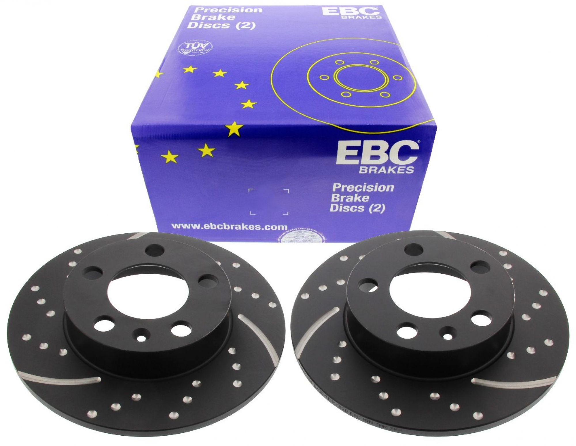 EBC-Bremsscheiben, Turbo Groove Disc Black (2-teilig), HA, VW Golf 4, Audi A3, Ø 230 mm