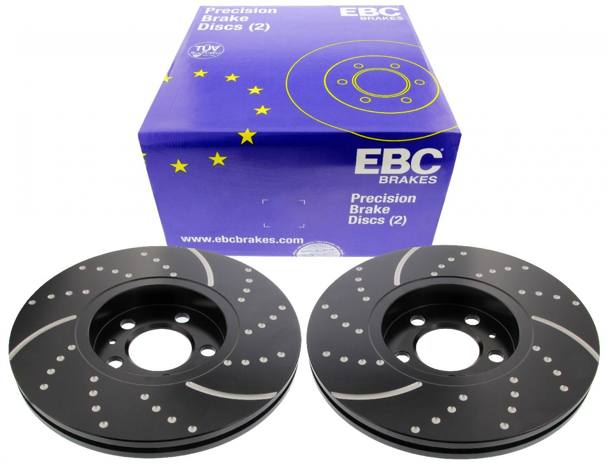 EBC-Bremsscheiben, Turbo Groove Disc Black (2-teilig), VA, VW Golf 4, Audi A3, 1.8T, Ø 288 mm