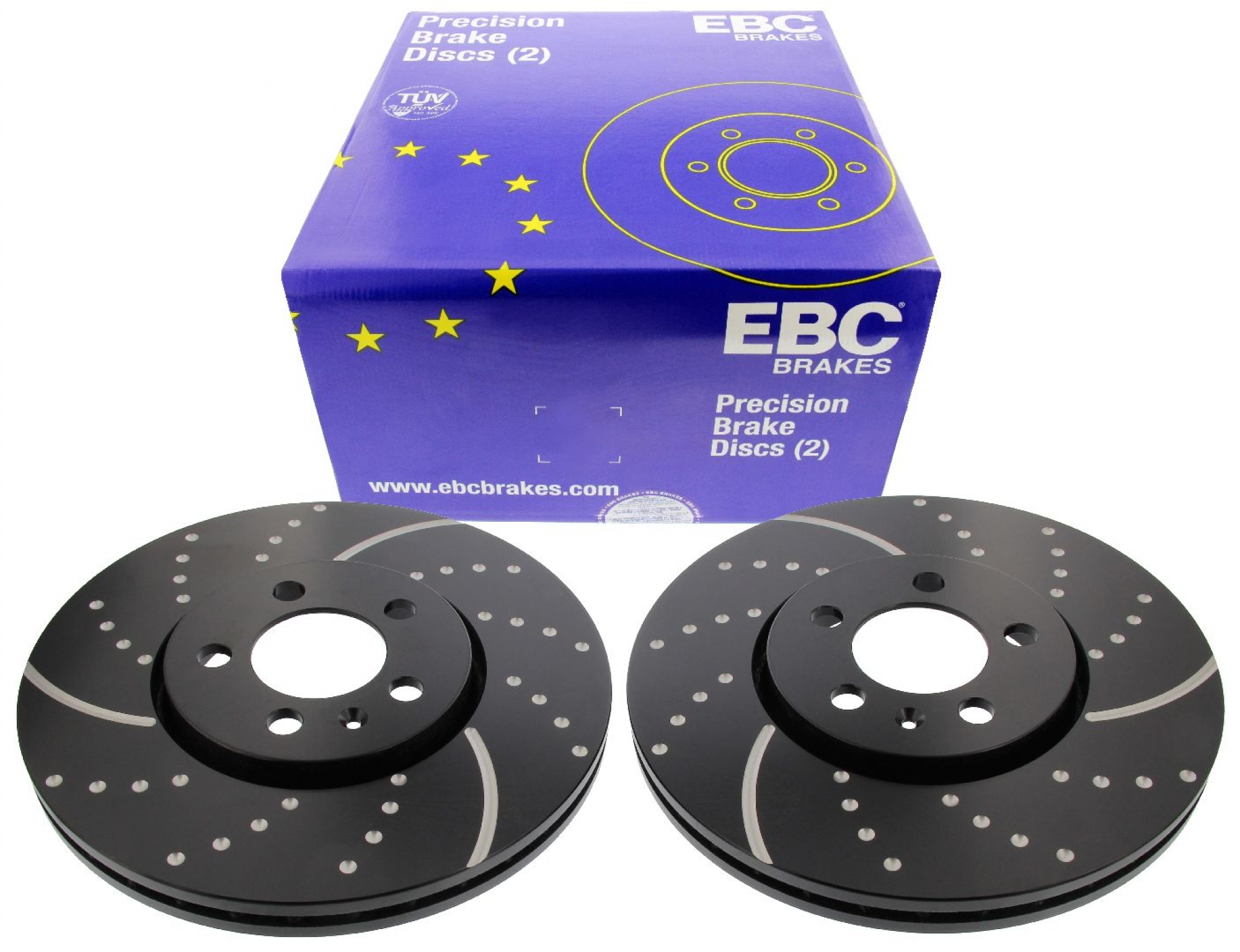 EBC-Bremsscheiben, Turbo Groove Disc Black (2-teilig), VA, VW Golf 4, Audi A3, 1.8T, Ø 288 mm
