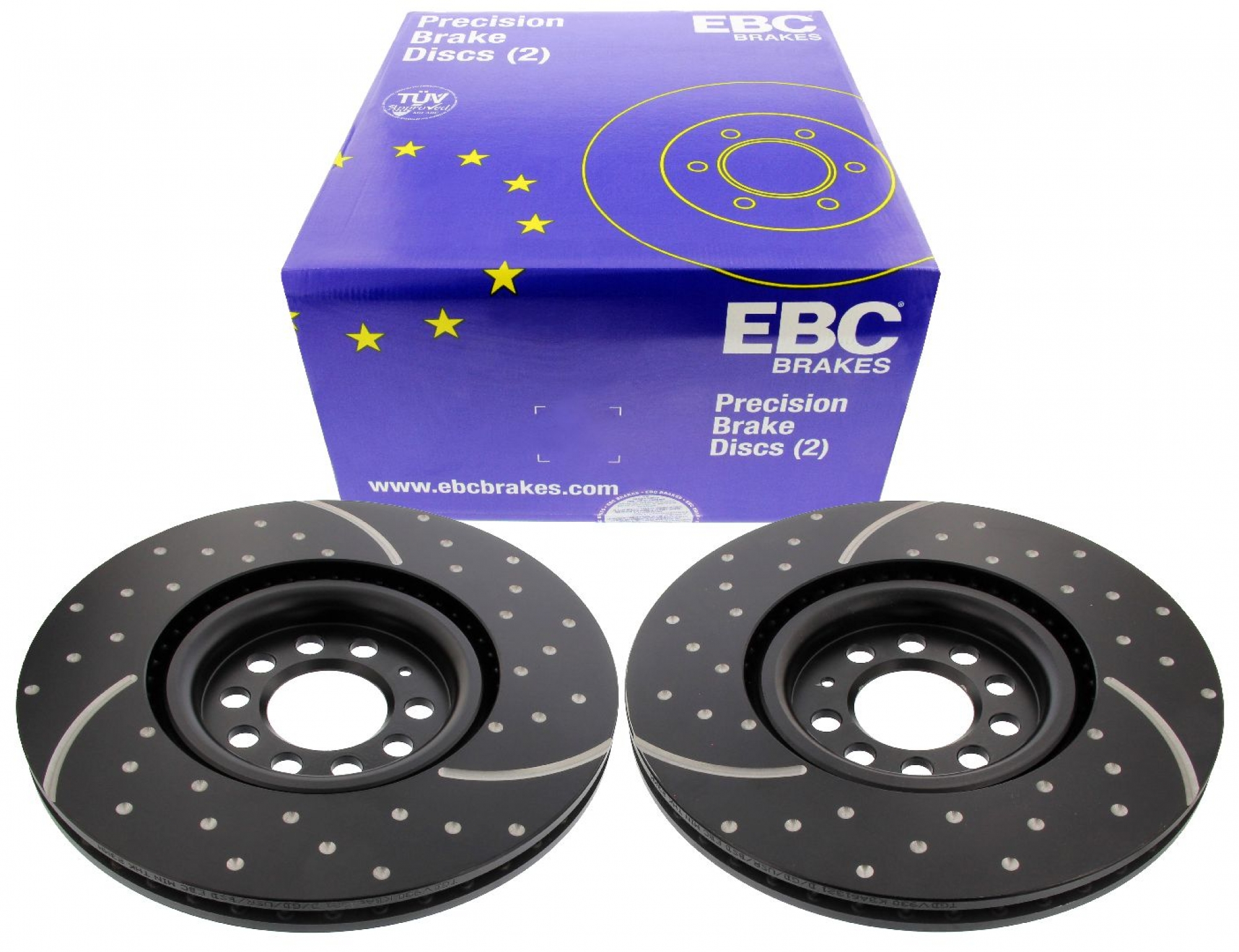 EBC-Bremsscheiben, Turbo Groove Disc Black (2-teilig), VA, VW Golf 4 Jubi, Ø 312 mm