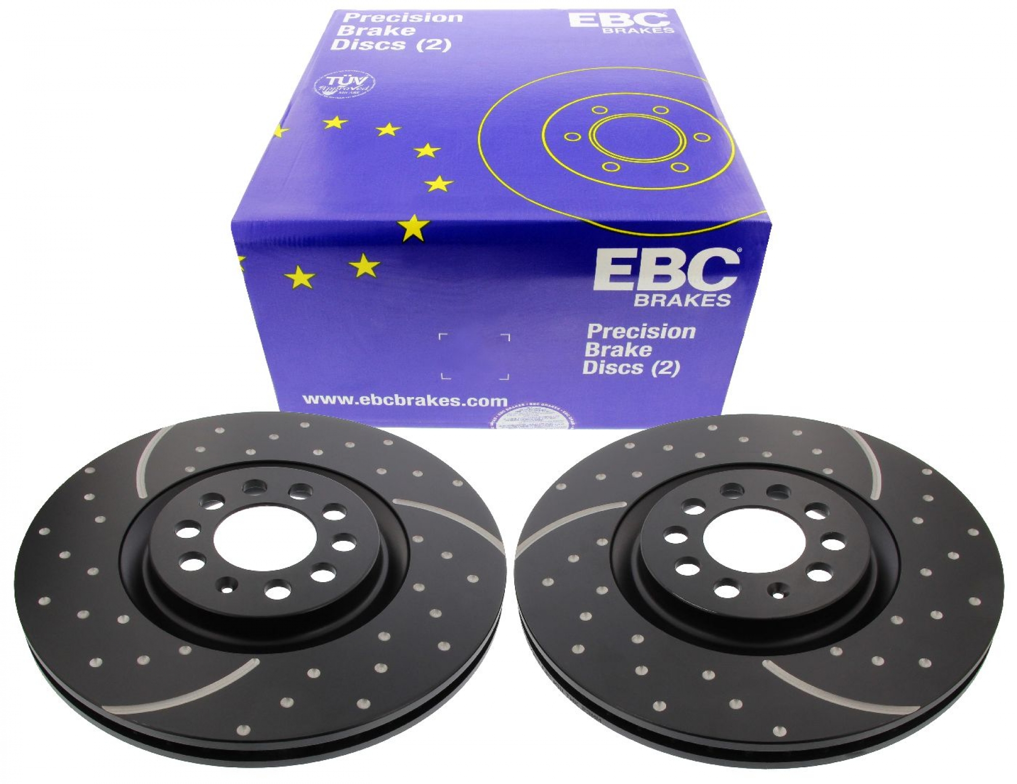 EBC-Bremsscheiben, Turbo Groove Disc Black (2-teilig), VA, VW Golf 4 Jubi, Ø 312 mm