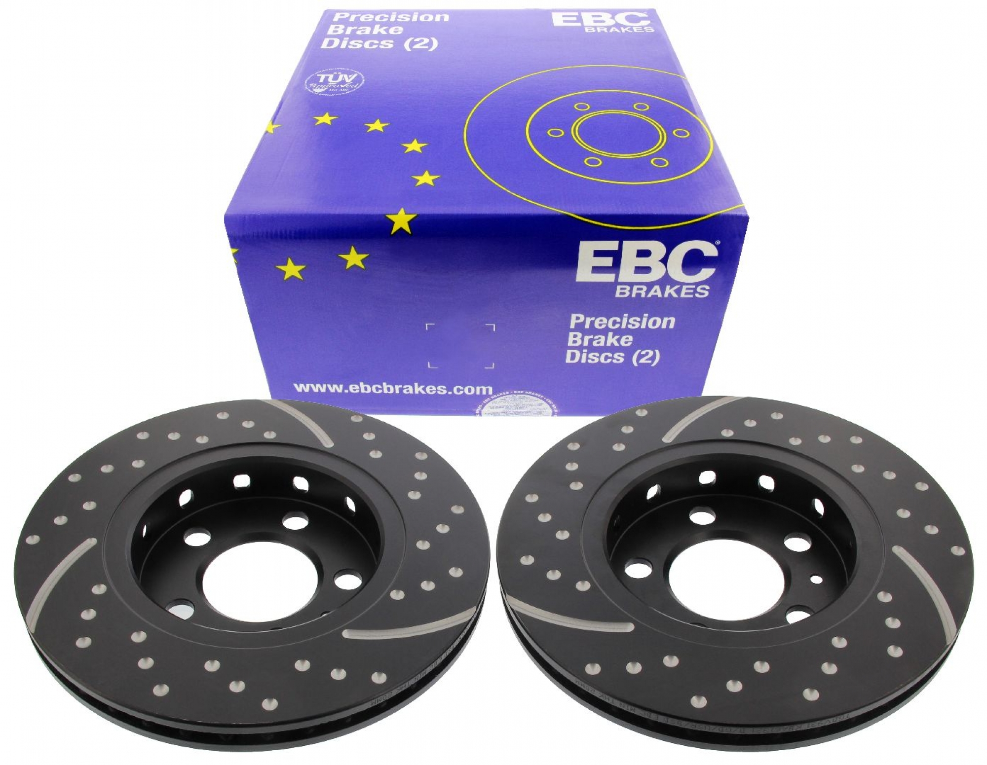 EBC-Bremsscheiben, Turbo Groove Disc Black (2-teilig), HA, VW Golf 4 GTI R32, Ø 256 mm
