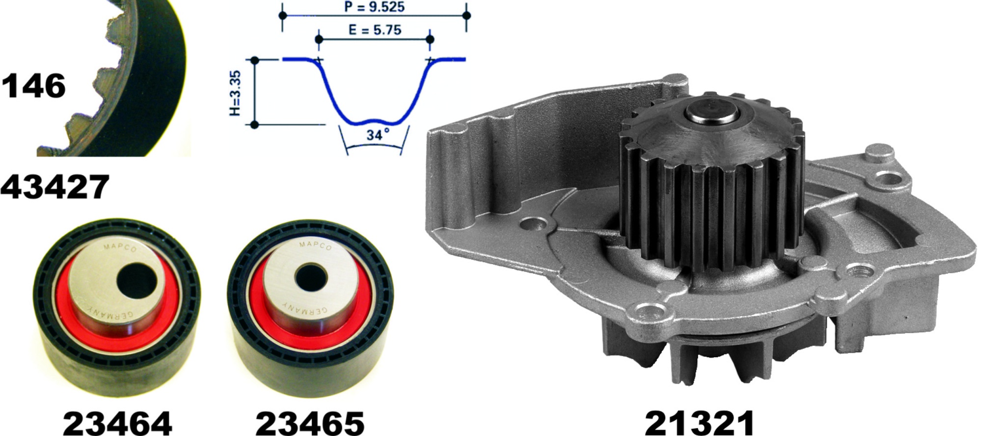 Wasserpumpe + Zahnriemensatz, CITROËN, FIAT, LANCIA, PEUGEOT