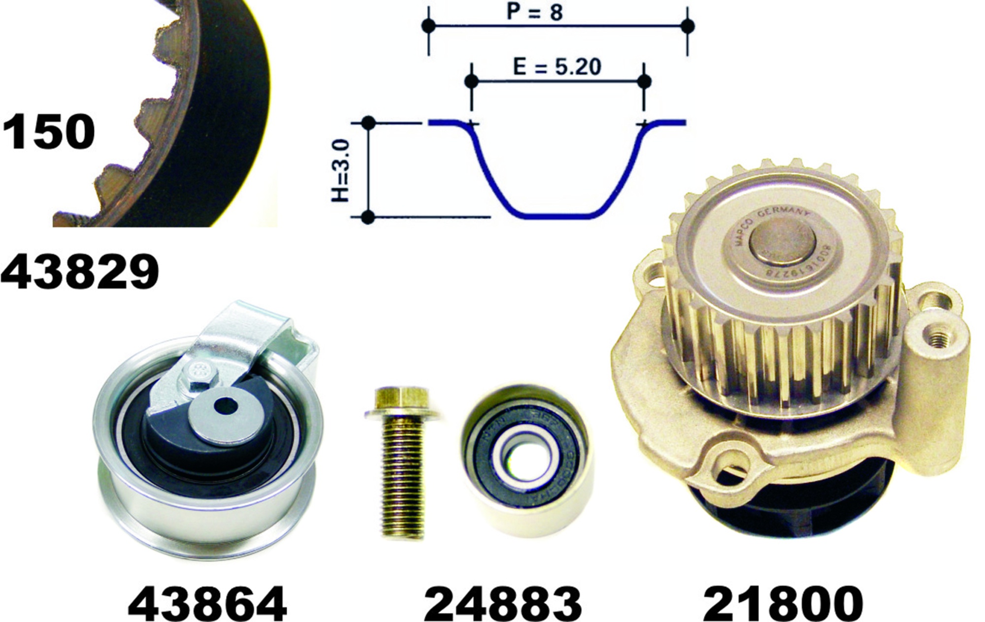 Wasserpumpe + Zahnriemensatz, Satz, AUDI, SKODA, VW Wasserpumpe + Zahnriemensatz, Satz, AUDI, SKODA, VW