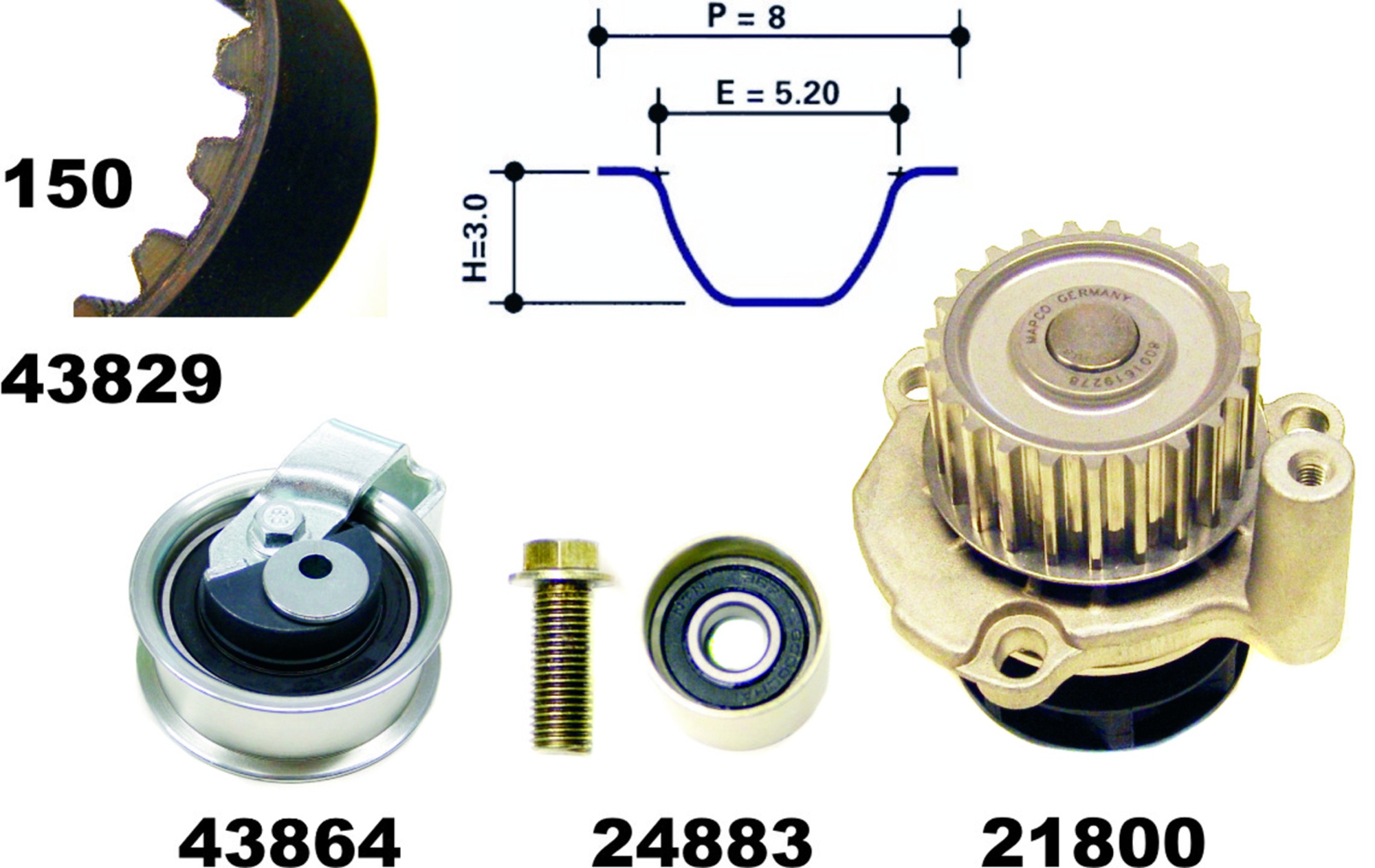Wasserpumpe + Zahnriemensatz, Satz, AUDI, SKODA, VW