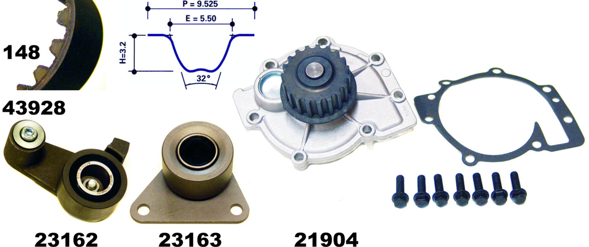 Wasserpumpe + Zahnriemensatz, Satz, RENAULT, VOLVO