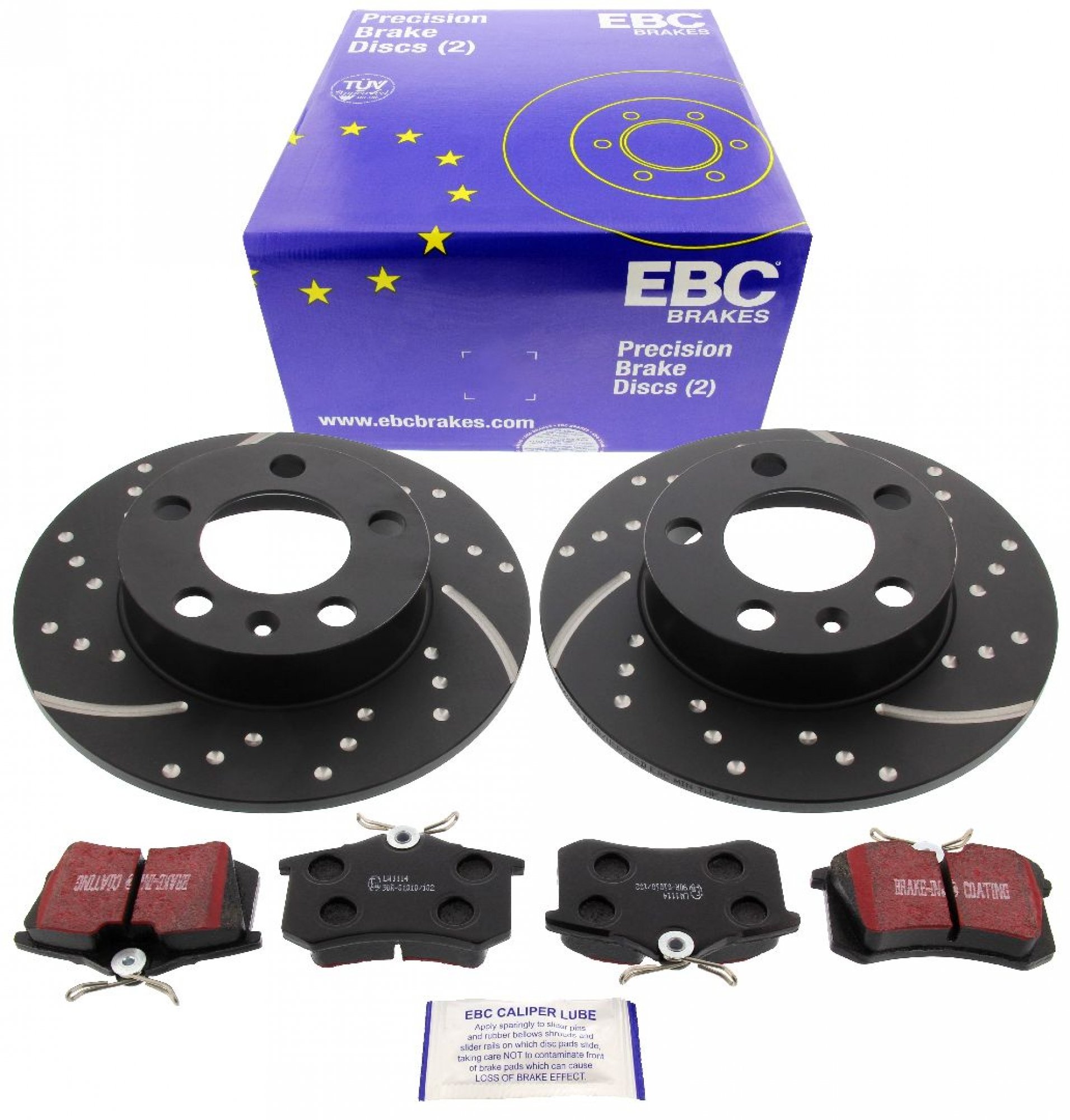 EBC-Bremsensatz, Turbo Groove Disc Black + Bremsbeläge, Greenstuff, Achssatz, HA
